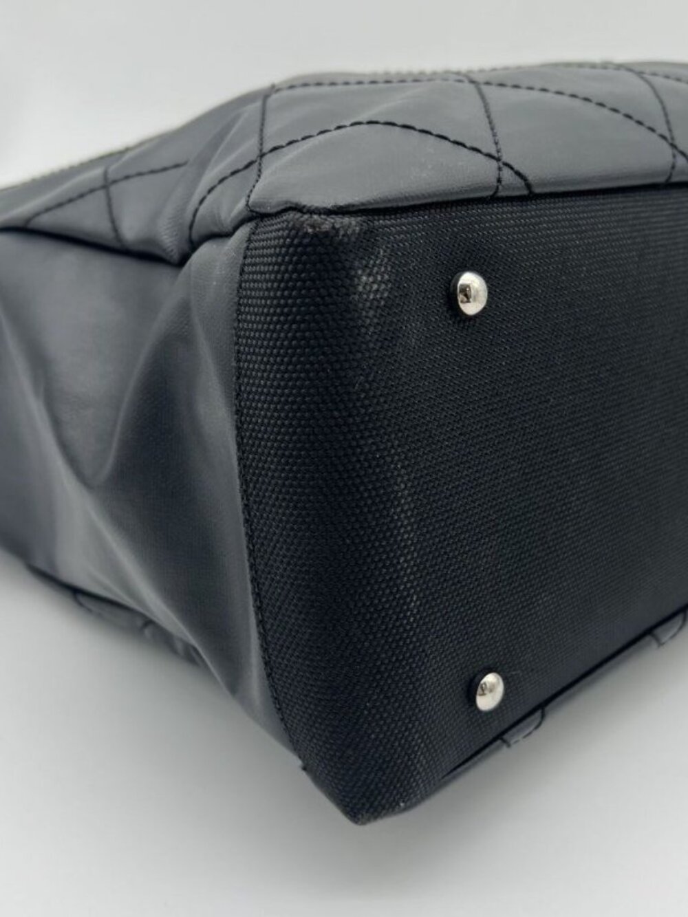 Chanel Paris Biarritz Tote MM 2-Way Nylon Leather Black Silver - Picture 10 of 15